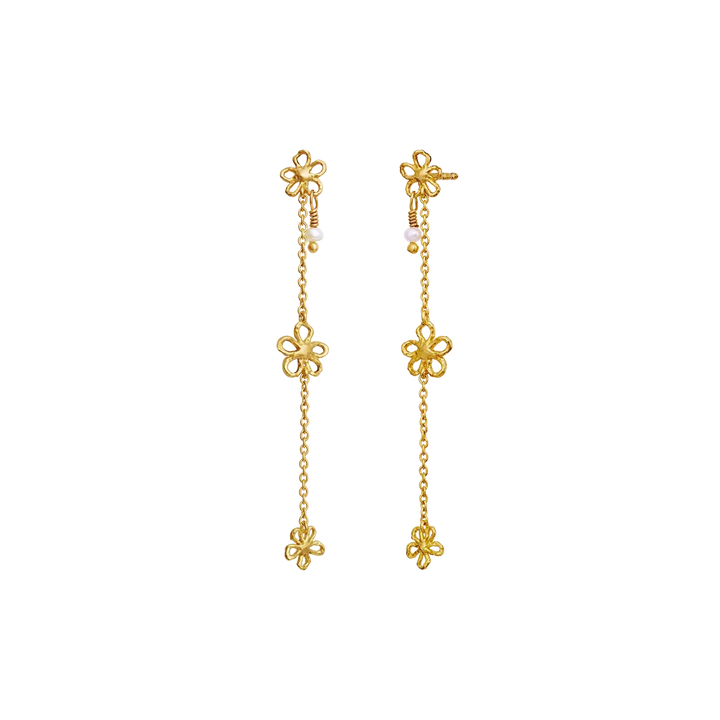 Maanesten Felixa gold-plated earrings with flower details and chain, elegant design Model 10094a-2