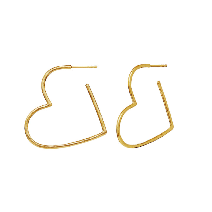Moonstone Laia Grande gold-plated heart earrings shown in free form and gold color, Model 10042a