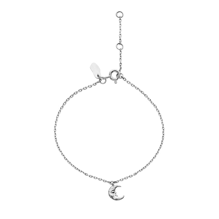 Maanesten Laura silver bracelet with fine moon pendant, elegant chain and adjustable closure. Model 8689c-1