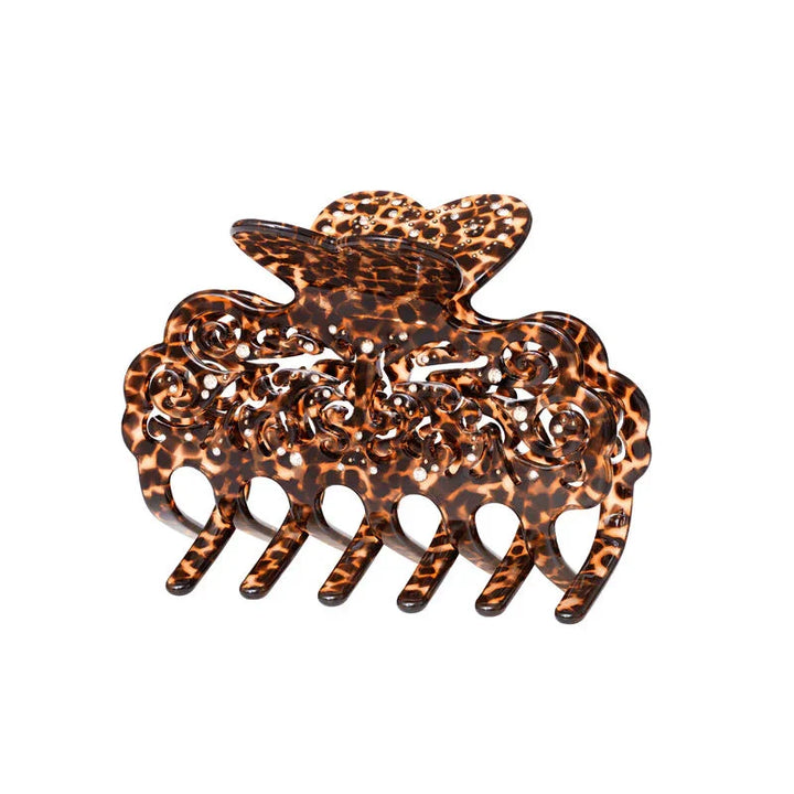 Maanesten Lavinia Hair clip leopard pattern in brown acrylic with carved detail, Model 2026-4206-2
