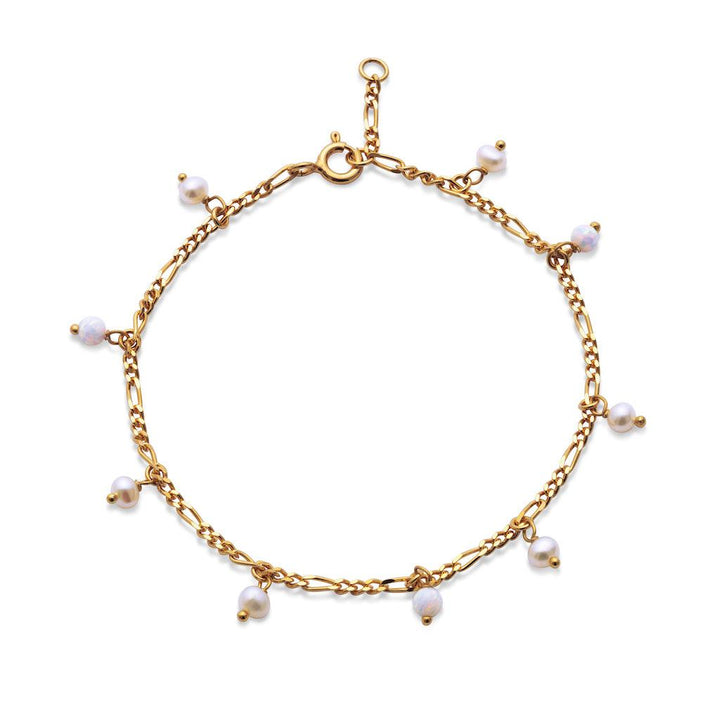 Maanesten Lula White Bracelet gold-plated with small white pearls and elegant chain, Model 8519a-8519a-1.