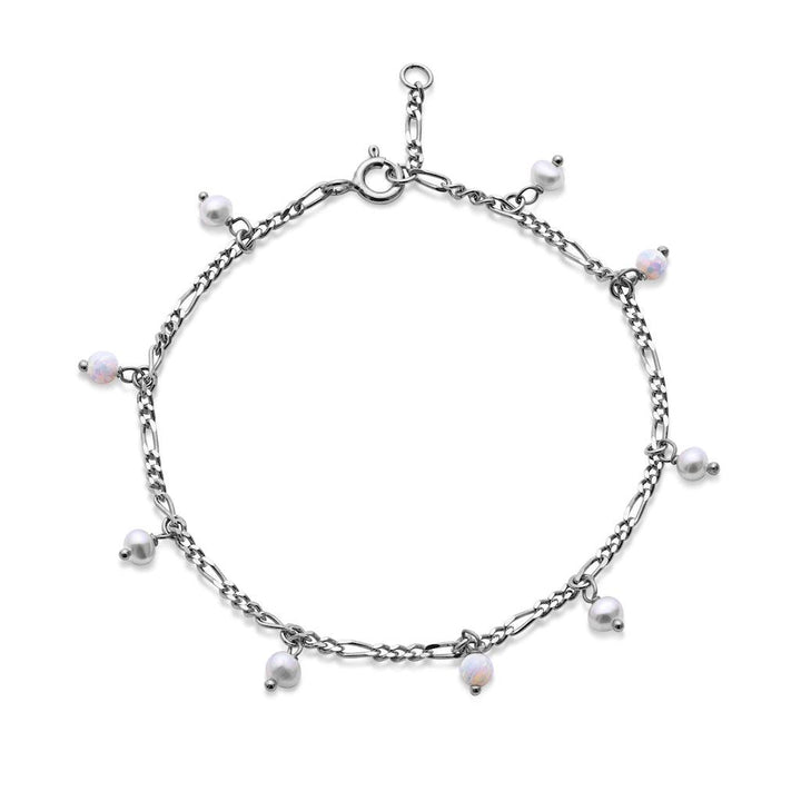 Maanesten Lula White Silver Bracelet with small white pearls on a silver chain, Model 8519c-8519c-1.