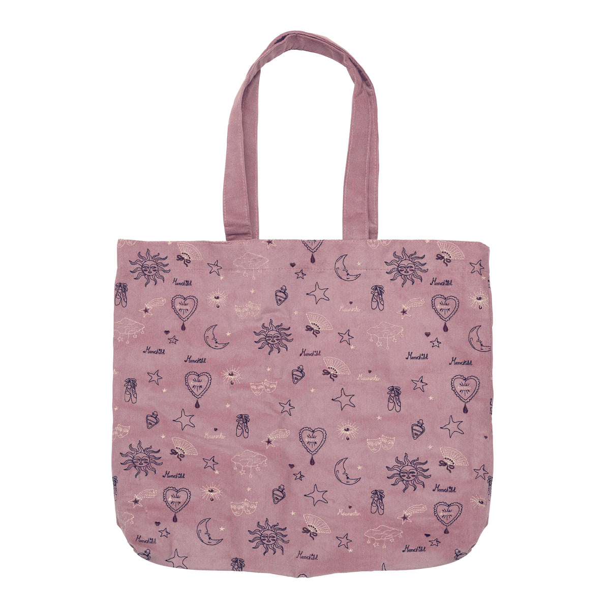 Maanesten Magic Corduroy Totebag Theater Magical Purple with purple velvet and magical motifs, Model 4102-1