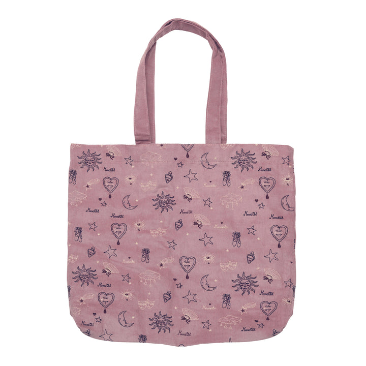 Maanesten Magic Corduroy Totebag Theater Magical Purple with purple velvet and magical motifs, Model 4102-1