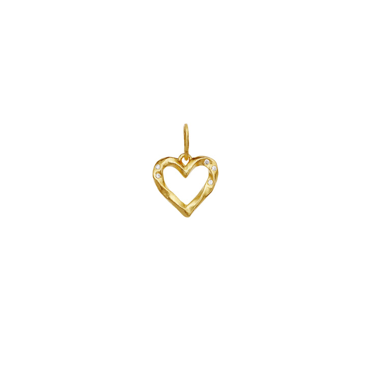 moonstone mindful spirit pendant gold-plated, heart-shaped with small clear stones, Model 2833a-1