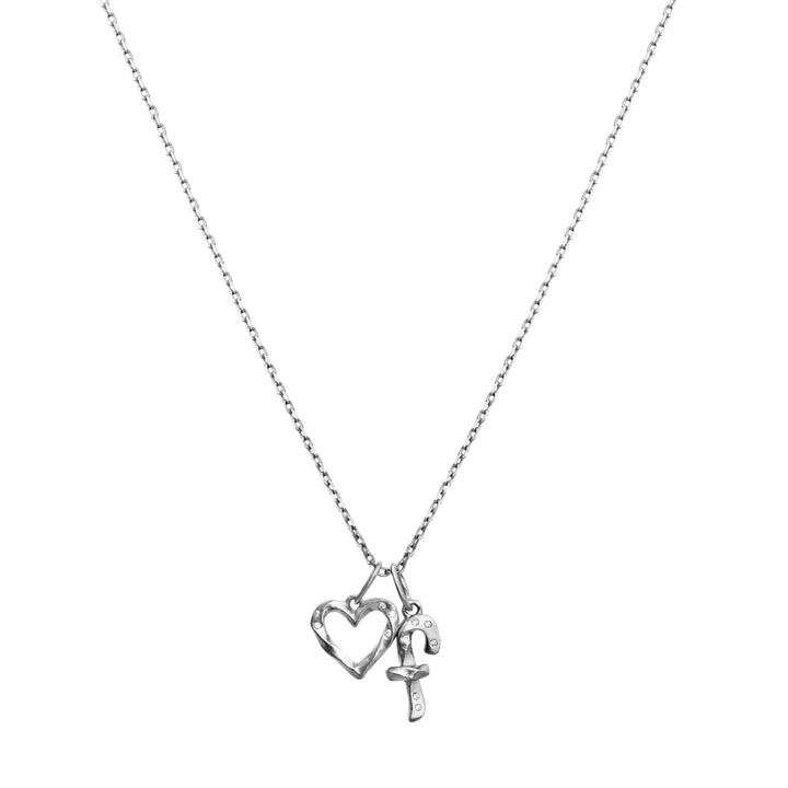 Maanesten Mindful Spirit Pendant pendant silver shows necklace with two pendants, heart and cross, Model 2833c-2