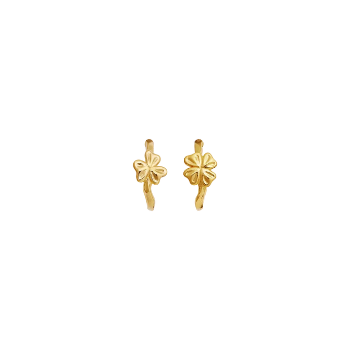 Maanesten Nadine Earrings gold-plated, flower-shaped creoles in a gold look, Model 10105a-1.