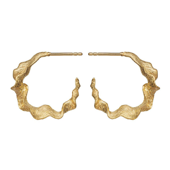 Maanesten Nino Earrings 18 kt. gold plated with wavy, organic design and matte golden finish. Model 9716a-9716a-2