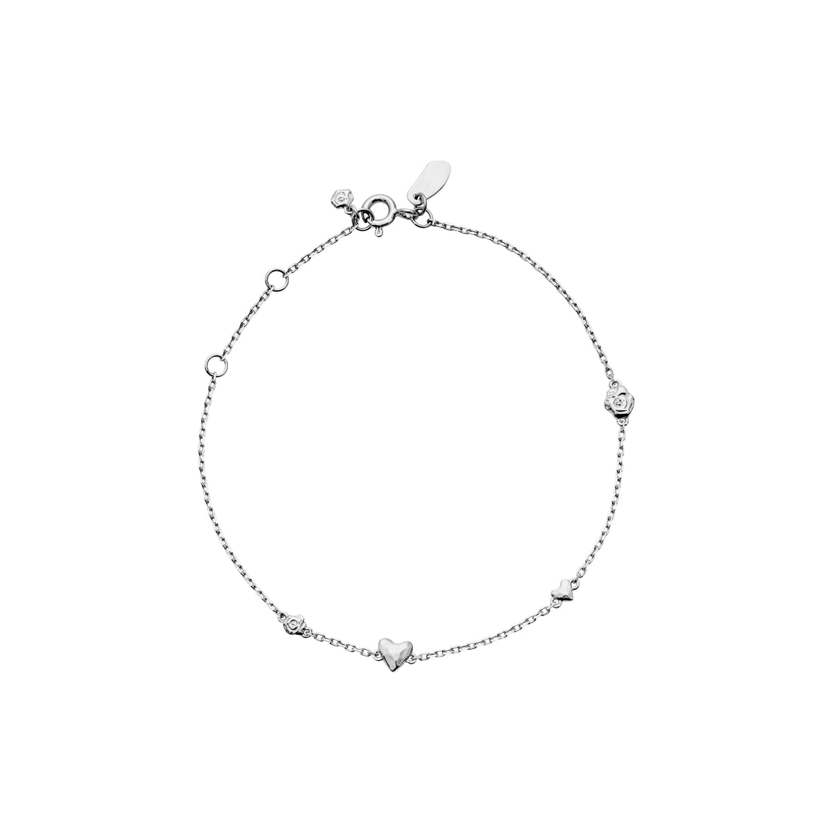 maanesten-scarlett-gold-plated-bracelet-with-hearts, elegant bracelet in silver look with small hearts, Model 8682c-1