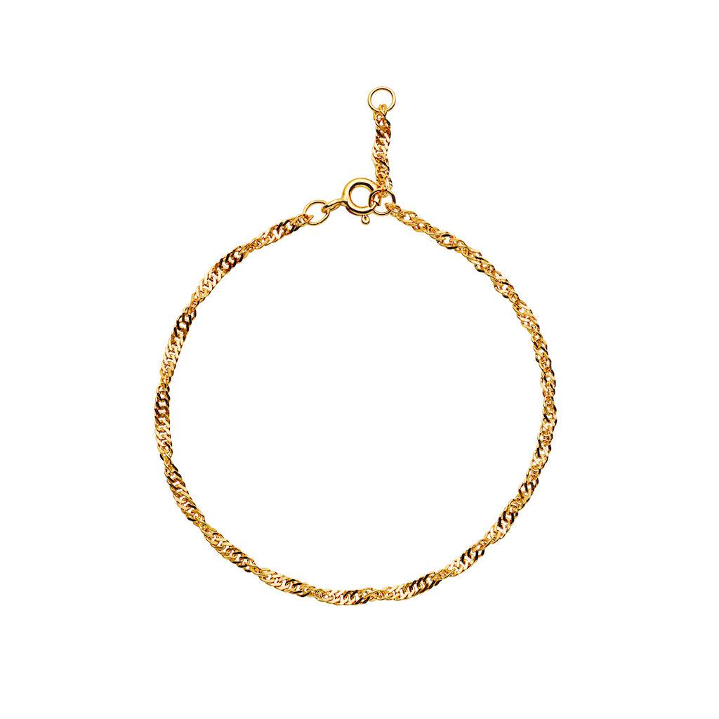 Maanesten Sigrid Bracelet, elegant twisted bracelet in gold-plated metal with adjustable clasp. Model 8537a-8537a-1