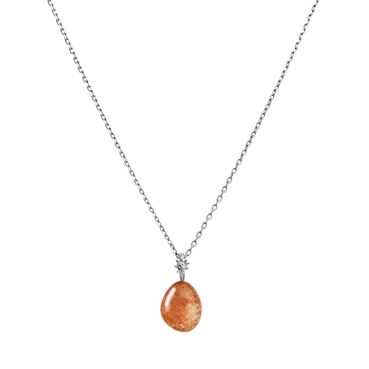 The Maanesten Sunstone Fire Spirit Pendant Pendant Silver shows a silver chain with sunstone Model 2829c-2.