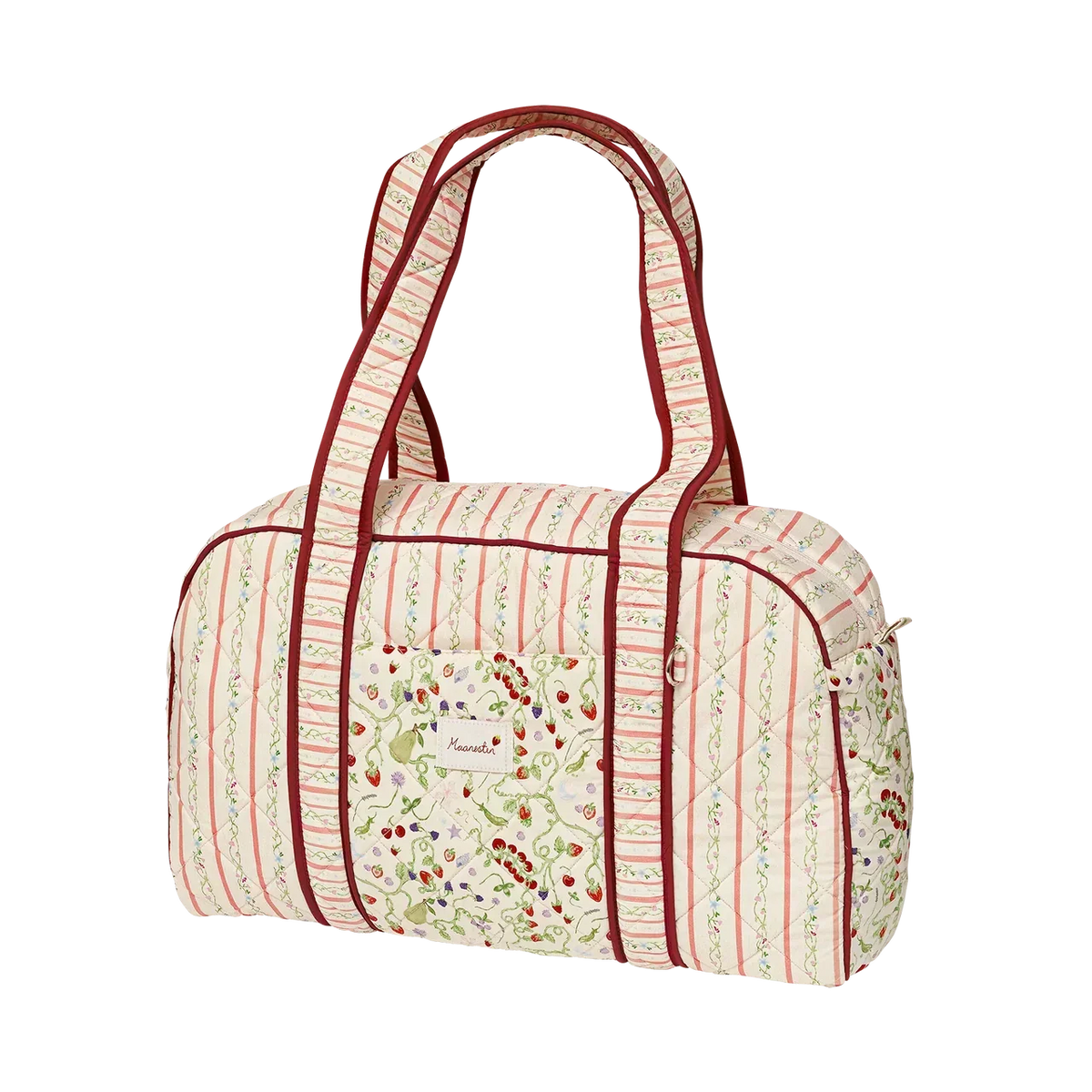 Maanesten Suvi Quilted Bag Summer Stripes Peach with quilted fabric, stripes and flowers, Model 4115