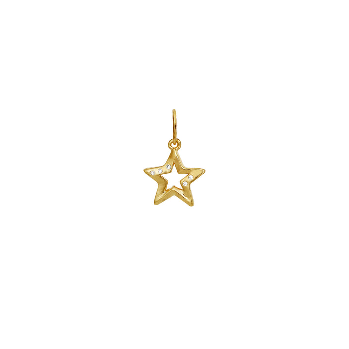 maanesten-true-spirit-pendant-pendant-gold-plated star pendant in gold-colored metal with small clear stones, Model 2840a-1