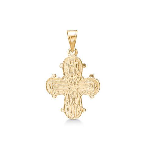 Mads Z 14kt daily cross with the Lord's Prayer shows a detailed cross pendant in 14k gold. Model 8530539.