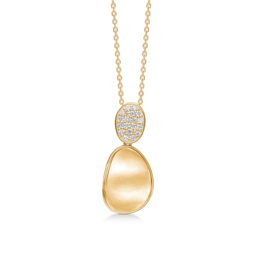Mads Z 14kt Fidelity pendant with oval top in diamonds and organically shaped gold, Model1531019-1