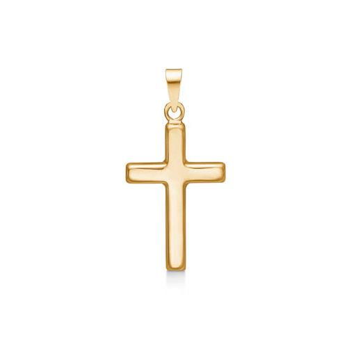 Mads Z 14kt Gold Cross 20 mm pendant in bright yellow gold on a white background. Model 8530541-1