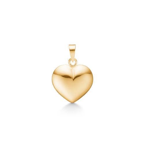 Mads Z 14kt Heart 13mm pendant in bright gold with smooth surface. Model 8530532-1.