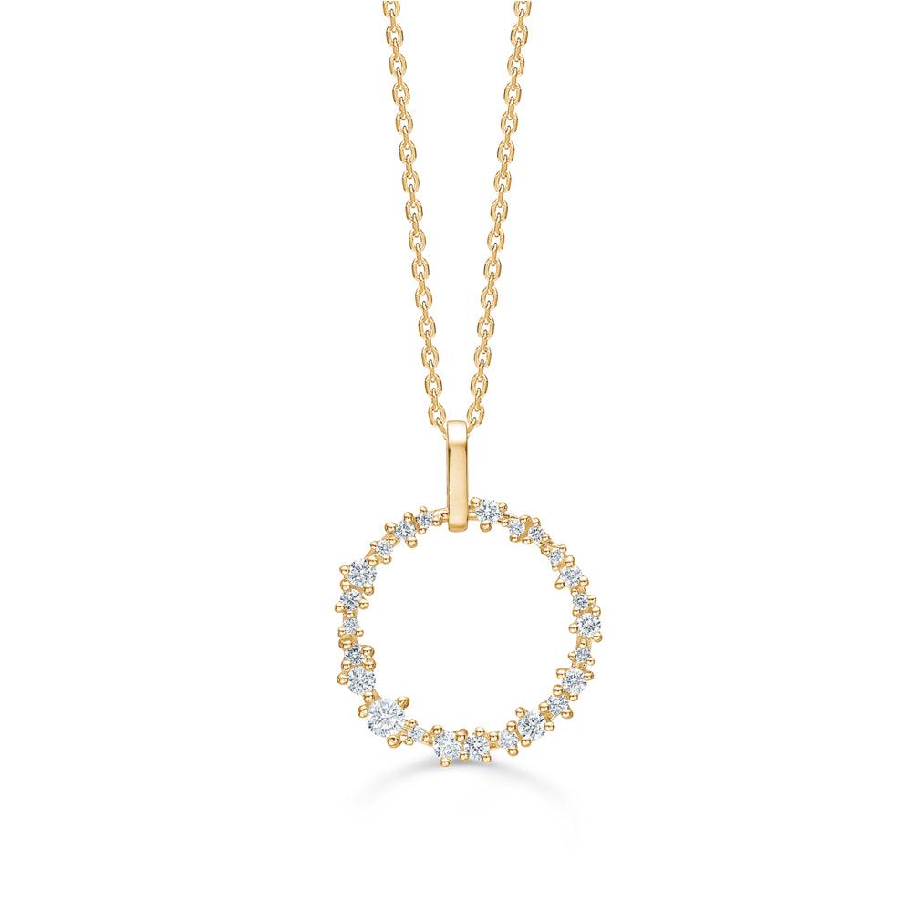 Mads Z 14kt Lucia Pendant 0.30ct W/SI beautiful circular pendant in gold with sparkling diamonds, Model1531054-1