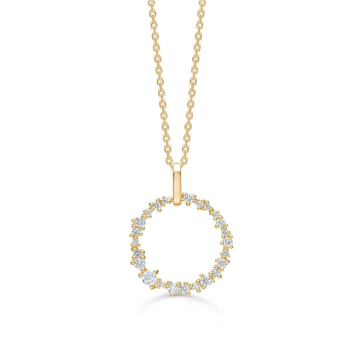 Mads Z 14kt Lucia Pendant 0.30ct W/SI beautiful circular pendant in gold with sparkling diamonds, Model1531054-1