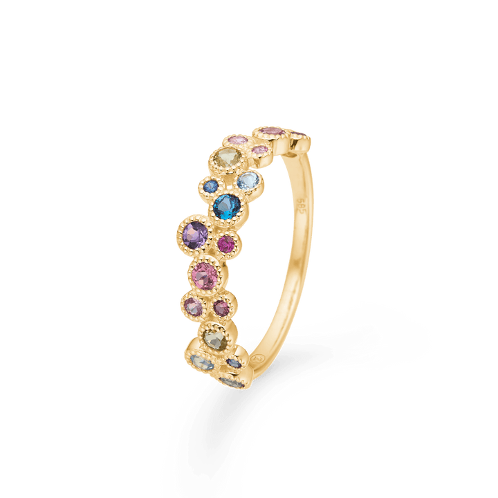 Mads Z 14kt Luxury Rainbow Petite Ring with colored stones in gold, beautifully detailed. Model 1544066-001-1