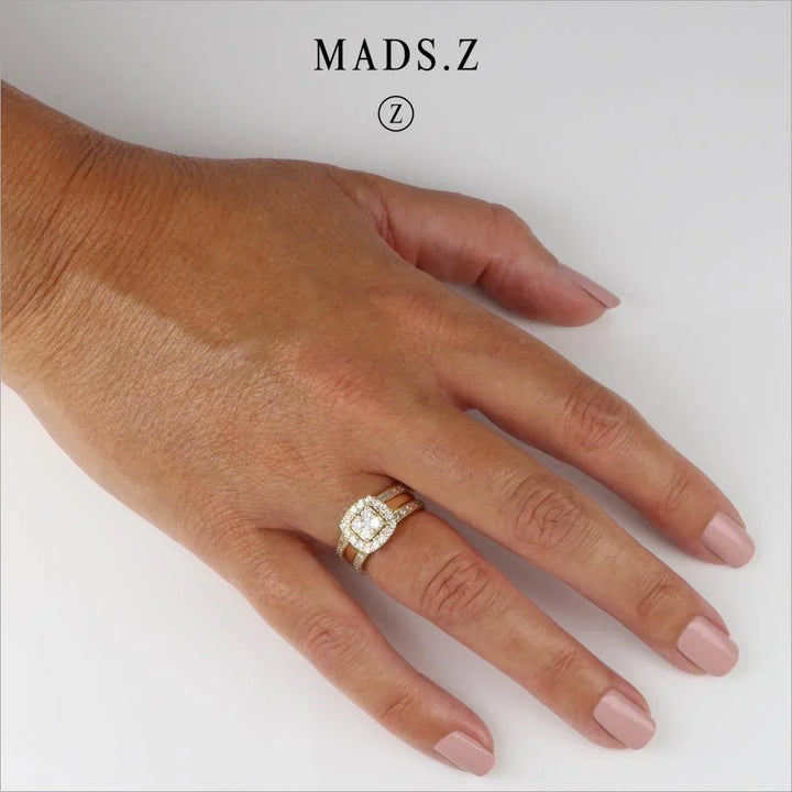 Mads Z 14kt Margaret Ring 0.45ct W/SI shown on one hand, elegant gold and diamond ring. Model 1541076-001.