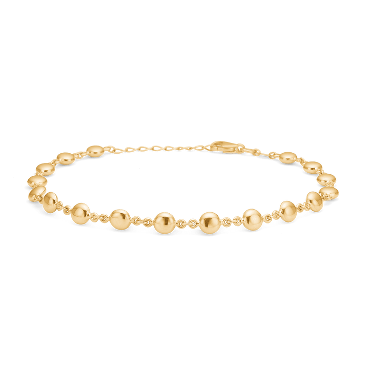Mads Z 8kt gold bracelet with gold pearl, elegant bracelet in shiny gold with round pearls in a row. Model 3350504-1