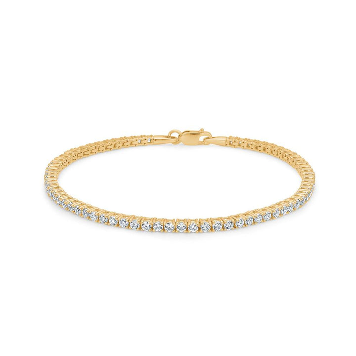 Mads Z 8kt tennis bracelet with zirconia in gold look, elegant detail, Model 3357004-001