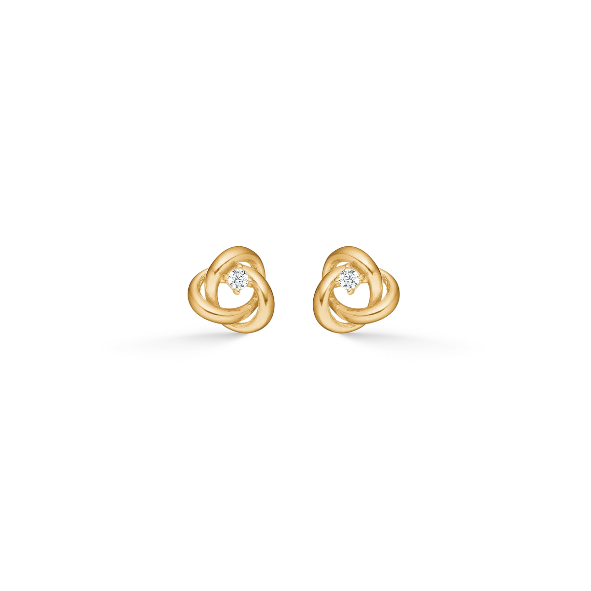 Mads Z Amara gold earrings with zirconia, elegant in twisted design, Model 3317069-1.