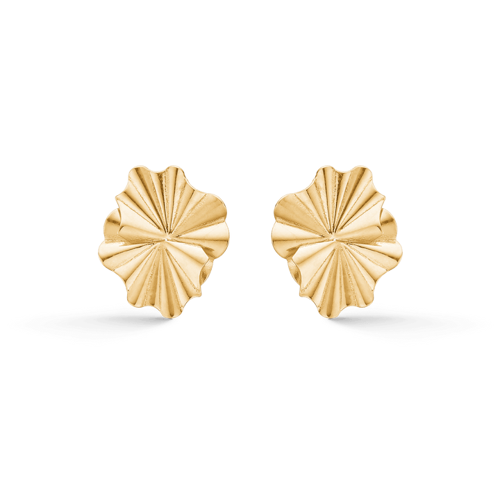 Mads Z Amelie earrings in 8 carat gold with matte and wavy floral design. Model 3310119-1