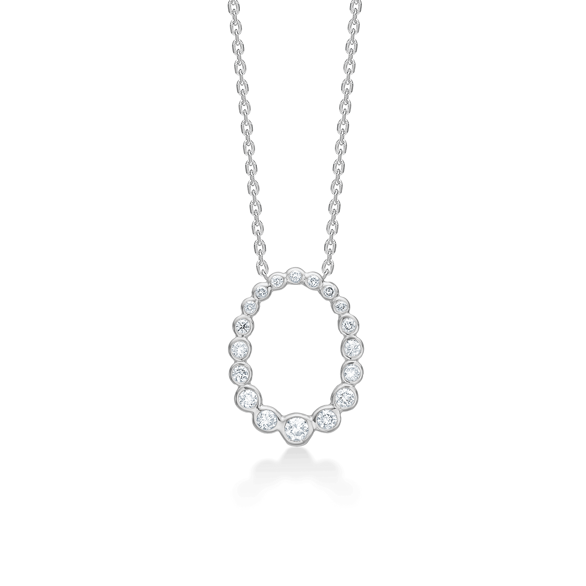 Mads Z Aurora's Kiss silver necklace with white topaz in a round setting, Model 2126115-1.