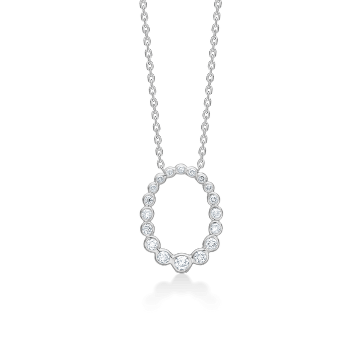 Mads Z Aurora's Kiss silver necklace with white topaz in a round setting, Model 2126115-1.