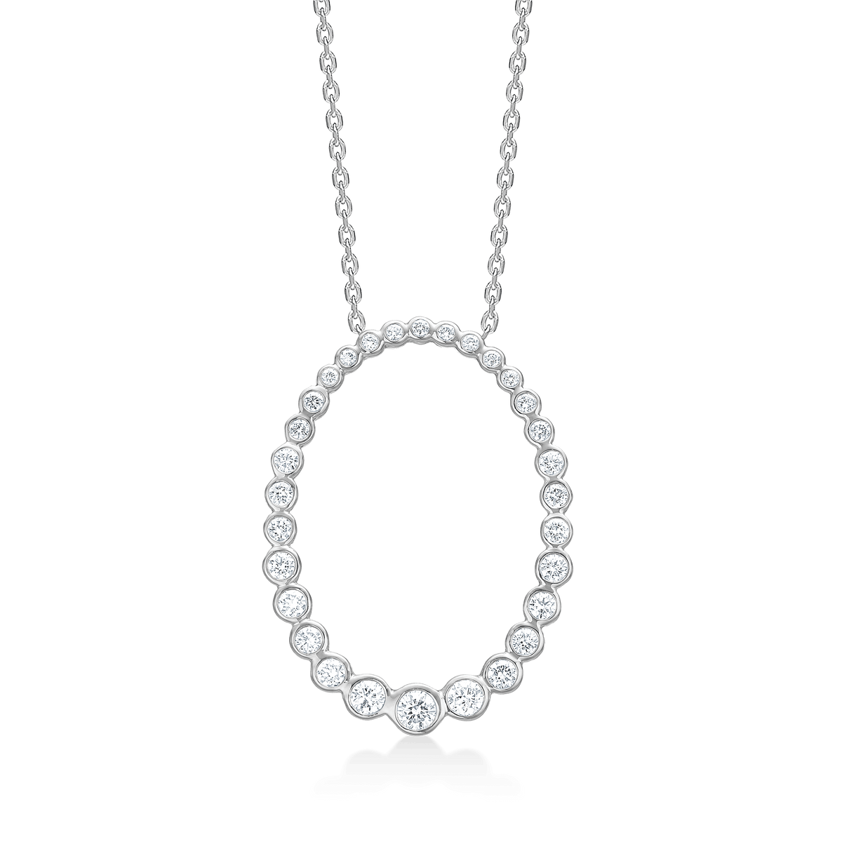 Mads Z Aurora's Kiss silver necklace with white topaz, oval pendant in faceted style. Model 2126116-1