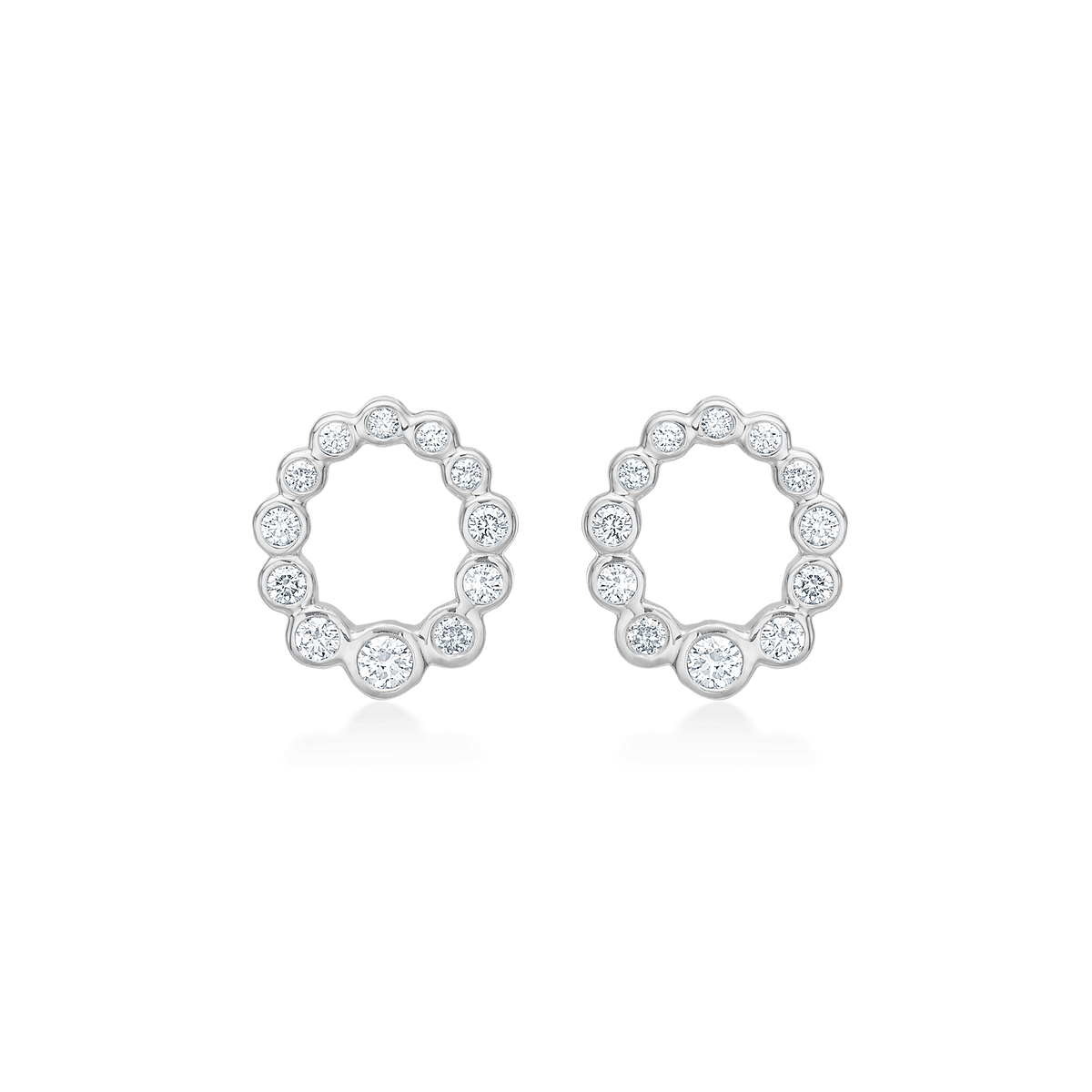 Mads Z Aurora's Kiss silver stud earrings with white topaz, round model with several stones, Model 2116115-1.