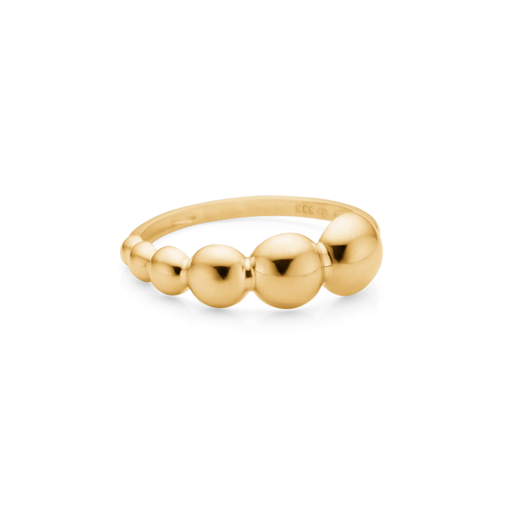 Mads Z Ballora ball ring in 8kt gold, elegant ring with shiny ball shapes, Model 3340126-001.
