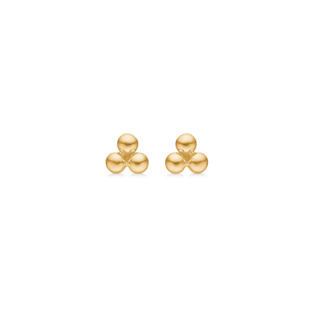 Mads Z Ballora earrings in 8kt gold with three golden balls, elegant and simple style. Model 3310126-1