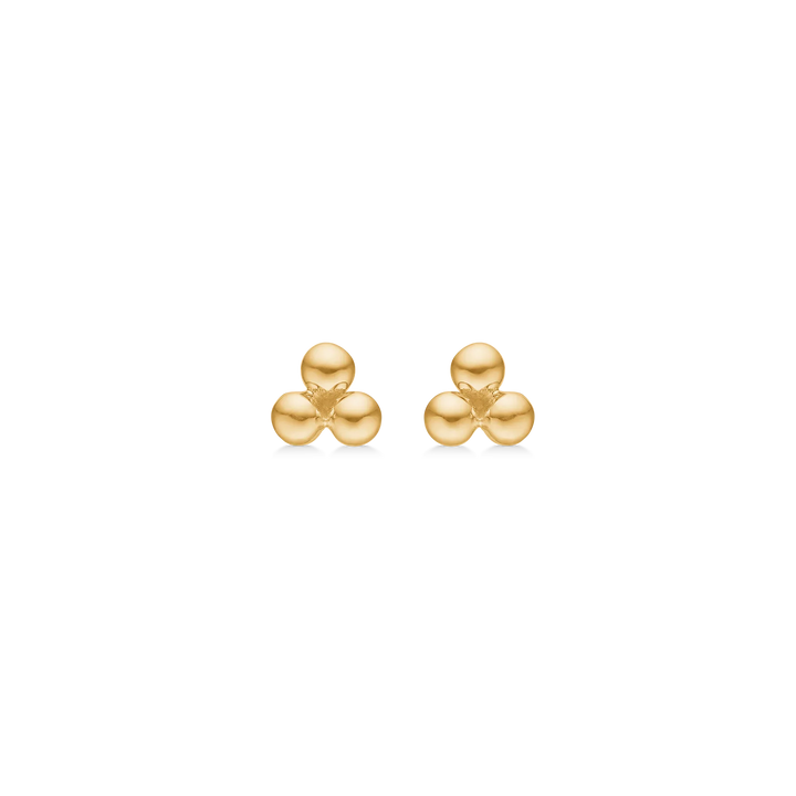 Mads Z Ballora earrings in 8kt gold with three golden balls, elegant and simple style. Model 3310126-1