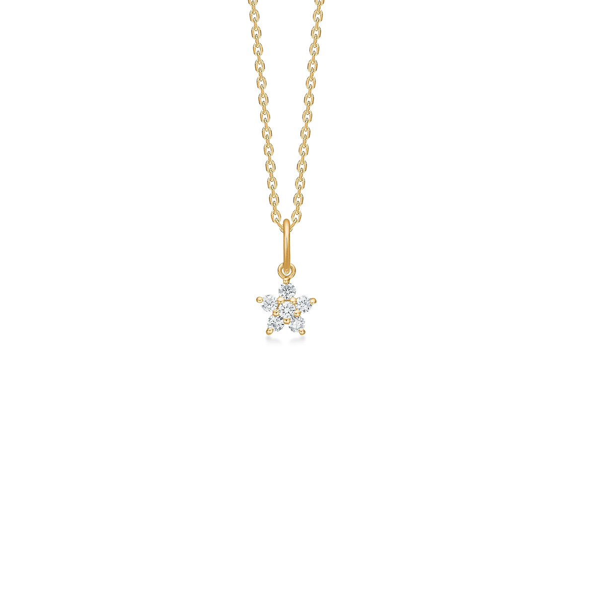 Mads Z Celeste 14kt gold pendant 7mm star with sparkling clear stones, elegant detail, Model 1531133-1
