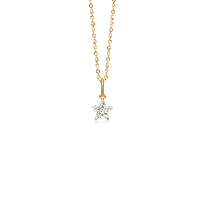 Mads Z Celeste 14kt gold pendant 7mm star with sparkling clear stones, elegant detail, Model 1531133-1
