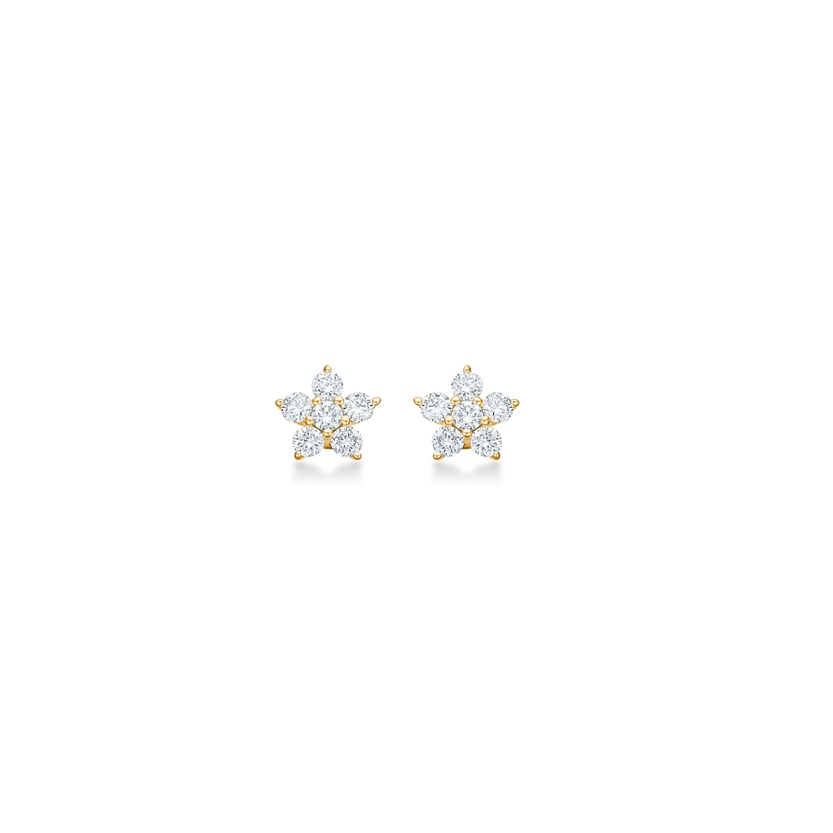 Mads Z Celeste Diamond Earrings in 14kt gold with six sparkling diamonds in a star shape. Model 1511132-1