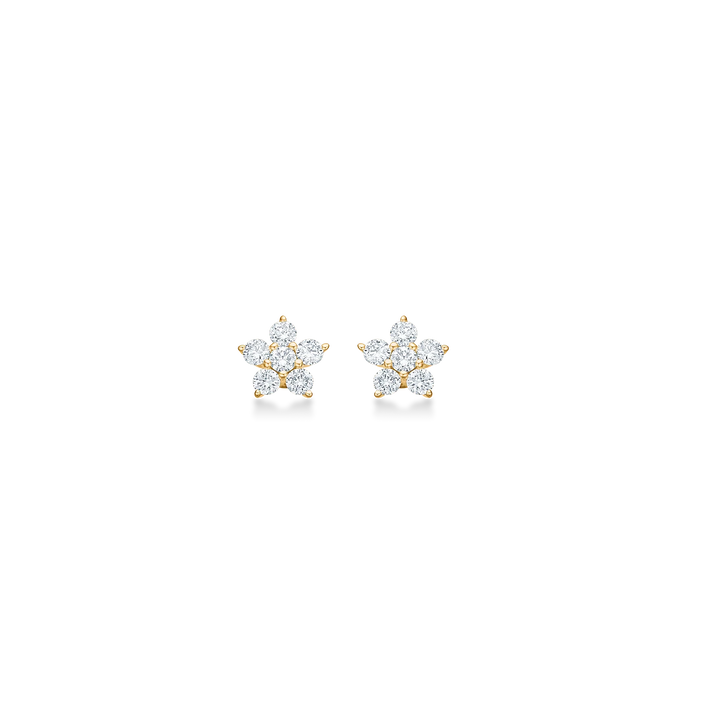 Mads Z Celeste Diamond Earrings in 14kt gold with six sparkling diamonds in a star shape. Model 1511132-1