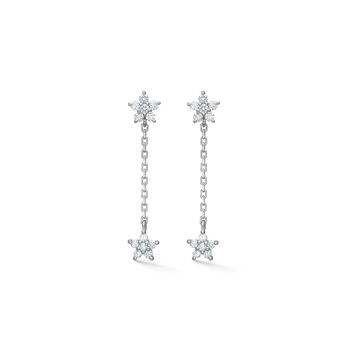 Mads Z Celeste silver earrings with stars, sparkling stones and chain details. Model 2117143-2