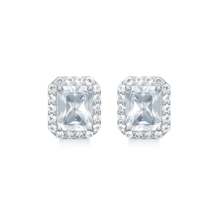 Mads Z Celestial by Medina earrings in silver with white topaz, rectangular setting, Model 3116900-1.