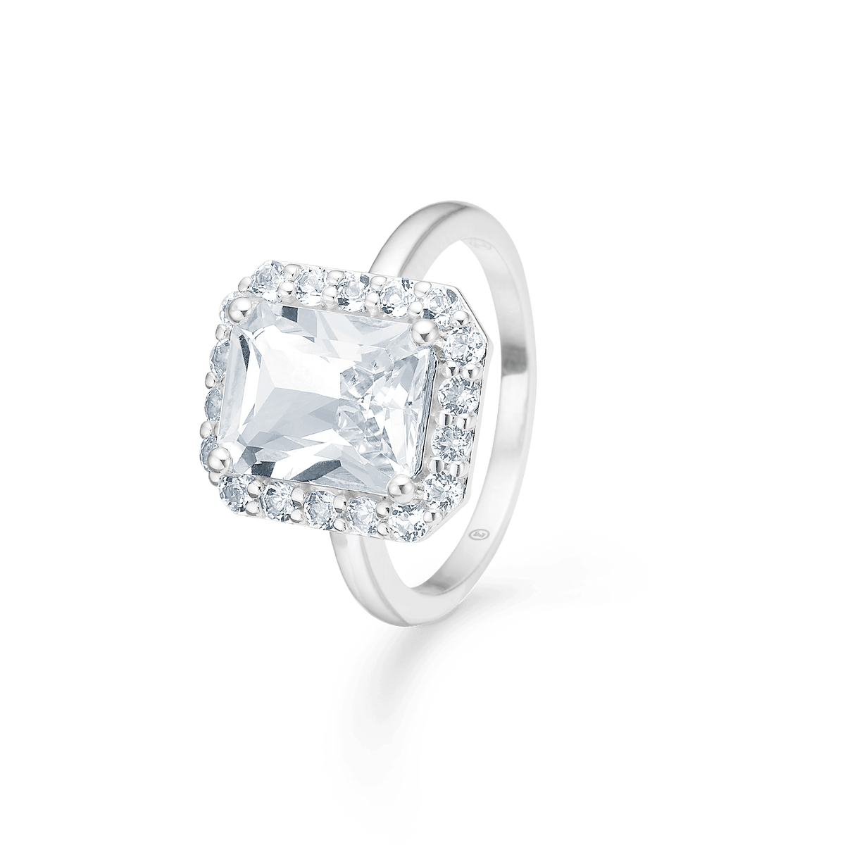 Mads Z Celestial by Medina Silver ring with white topaz in an elegant square design, Model 3146900-001