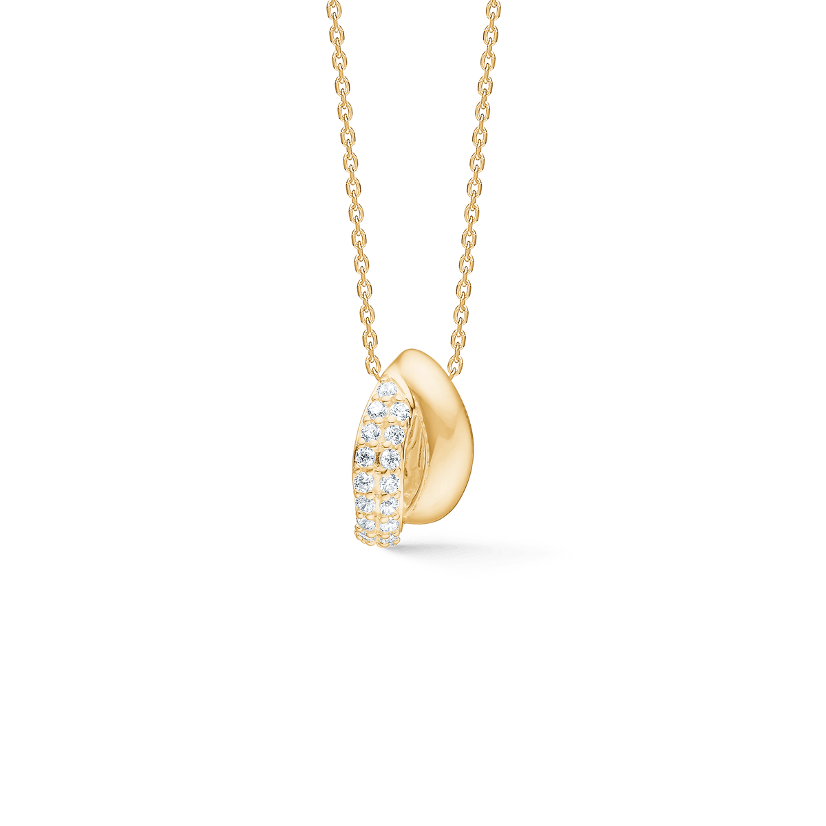 Mads Z Celia 8kt gold pendant with zirconia, elegant pendant in yellow gold and clear stones. Model 3337009