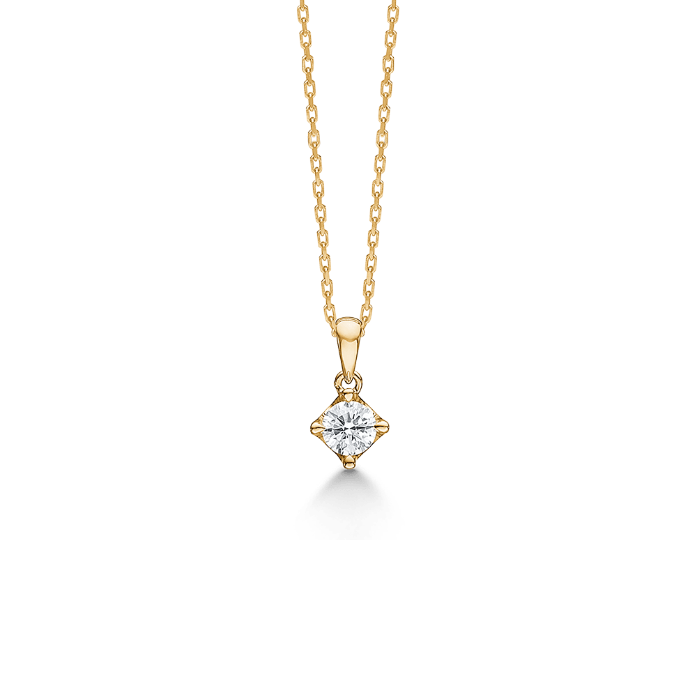 Mads Z Crown Diamond Pendant in 14kt gold 0.24ct W/SI with single chain and sparkling diamond pendant. Model 1531624-1