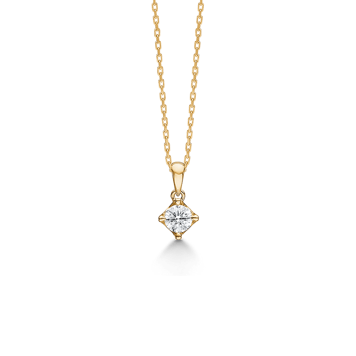 Mads Z Crown Diamond Pendant in 14kt gold 0.24ct W/SI with single chain and sparkling diamond pendant. Model 1531624-1