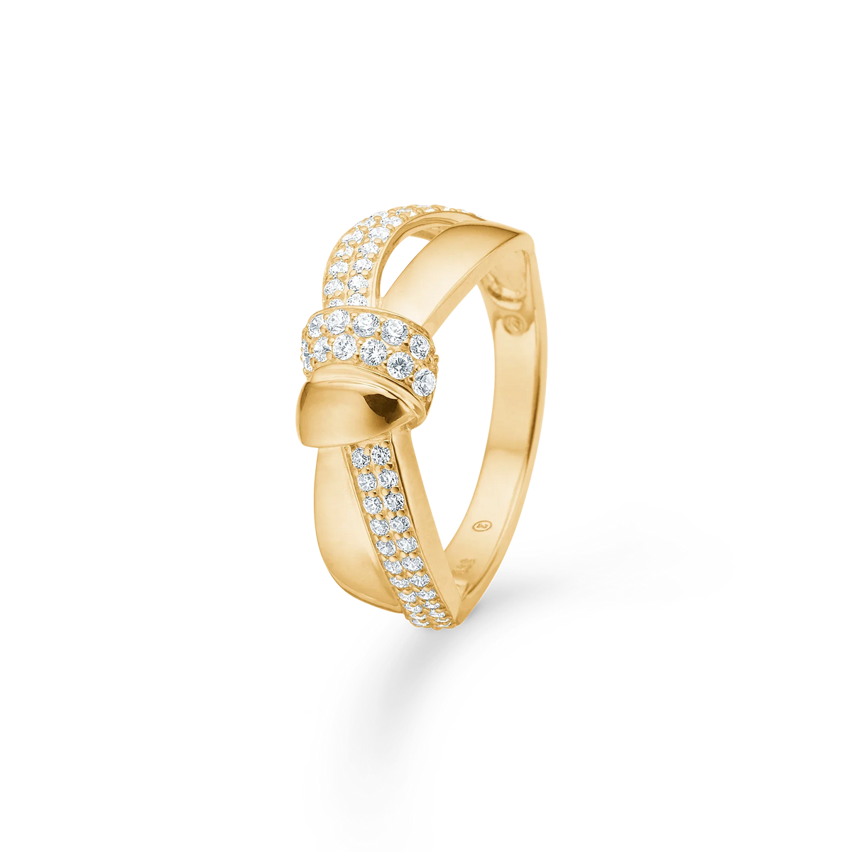 Mads Z Darcy 8kt gold ring with zirconia with elegant braided design and glossy surface. Model 3347019-001
