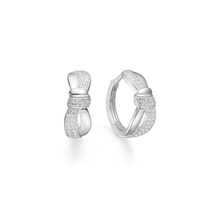 Mads Z Darcy Creole in silver with zirconia, elegant creoles with shiny stones and glossy surface. Model 3117019-1