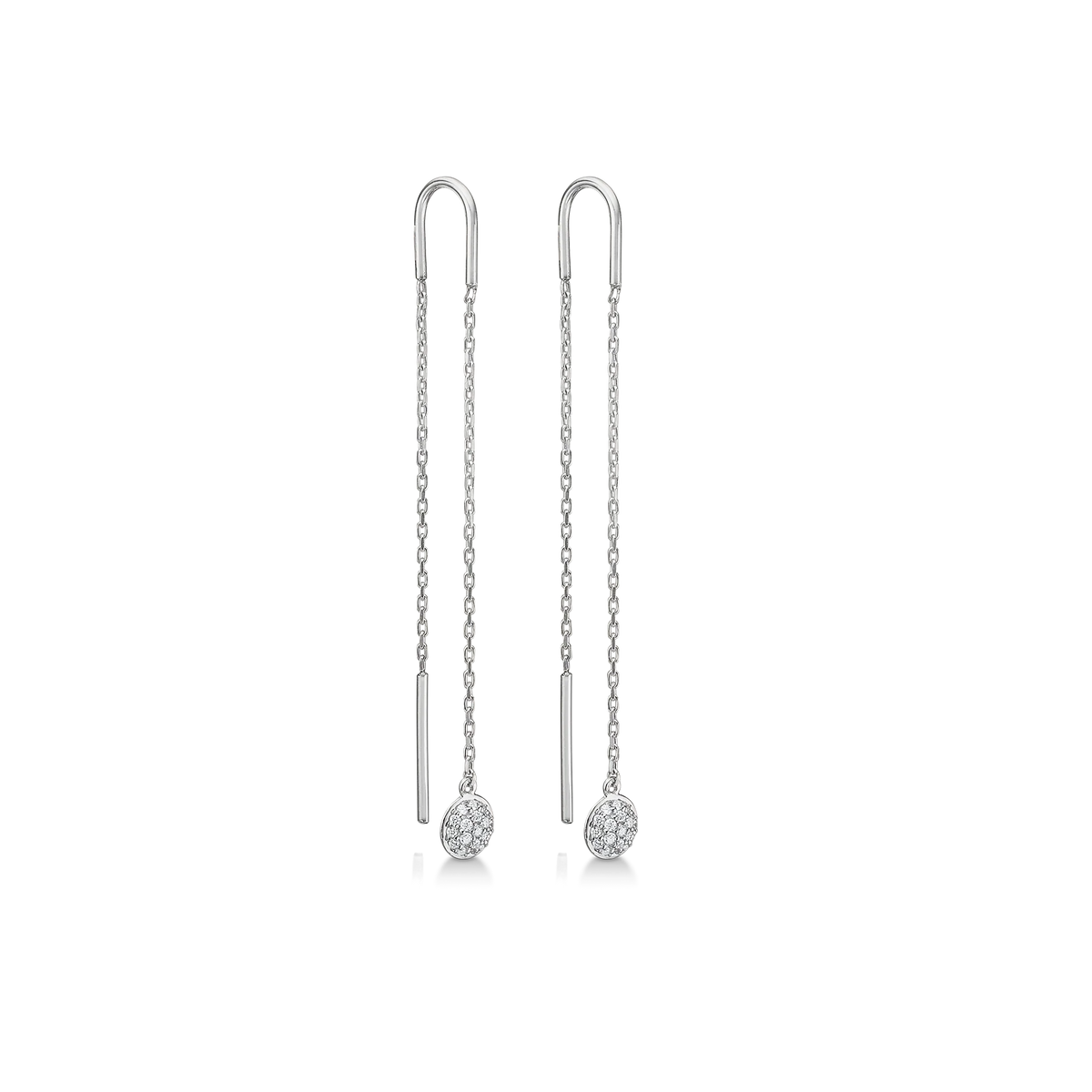 Mads Z Dome silver earring included. white topaz, elegant chain earrings in silver with round pendants. Model 2106010-1