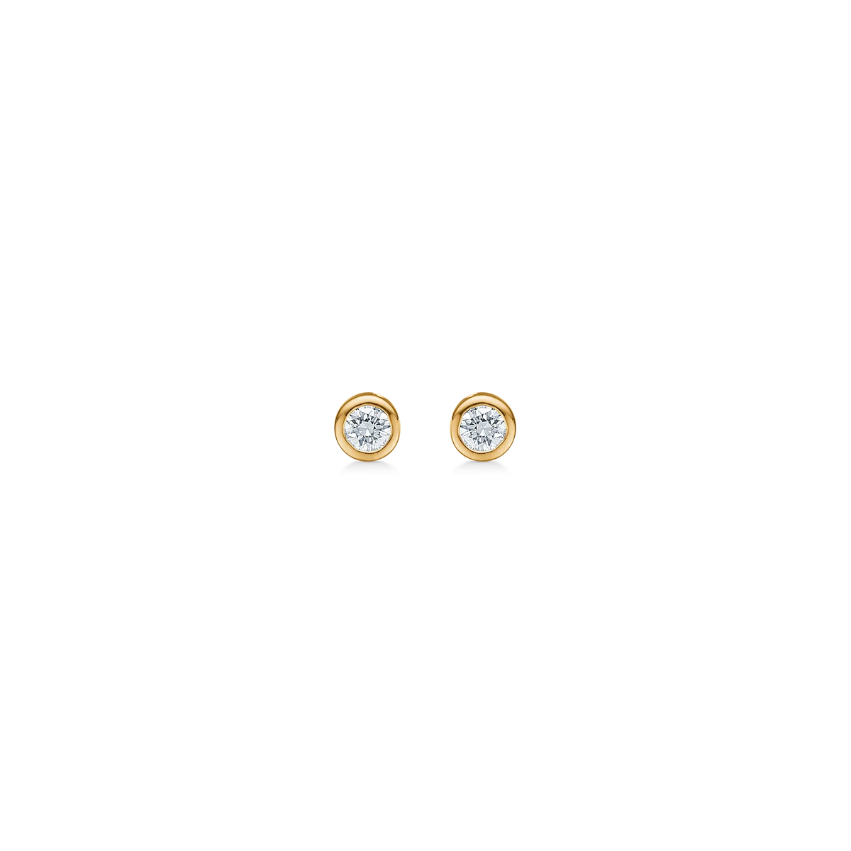 Mads Z Endless Allure Diamond Earrings in 14kt gold, discreet pair of studs with clear diamond in a golden setting. Model 1511149
